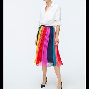 J. Crew Sunburst Pleated Midi Skirt in rainbow size 2